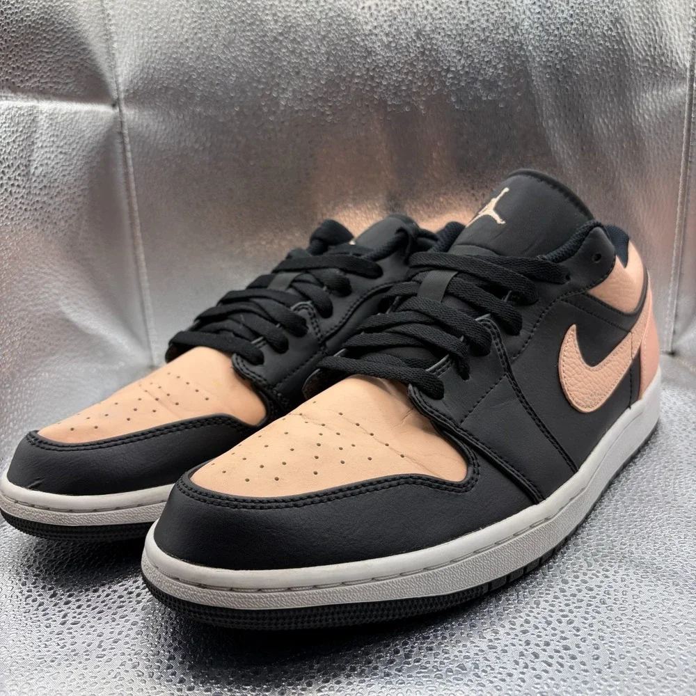Size 12 Nike Air Jordan 1 Low Crimson Tint Black Mens Athletic Shoes 553558-034